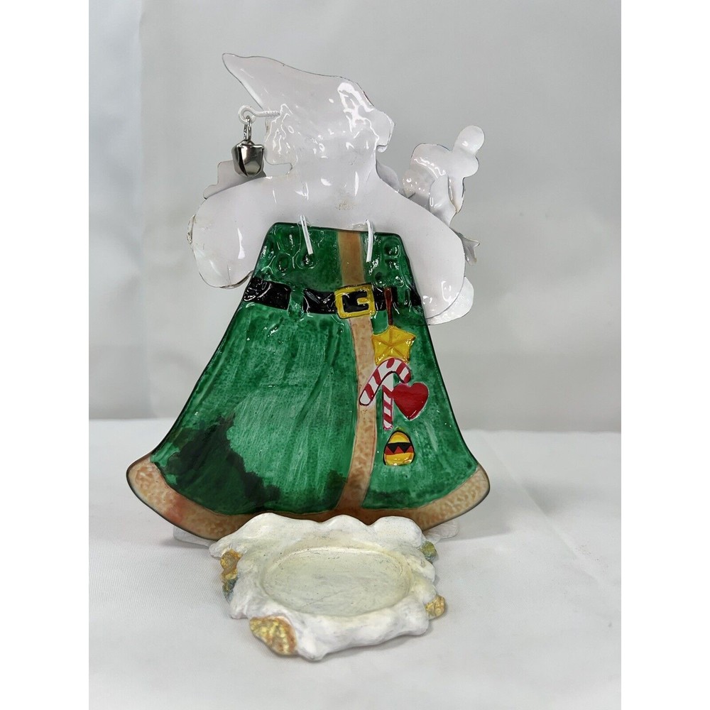 Fused Glass Santa Claus W Snowman Tea Light Candle Holder Christmas Versailles - Picture 5 of 7